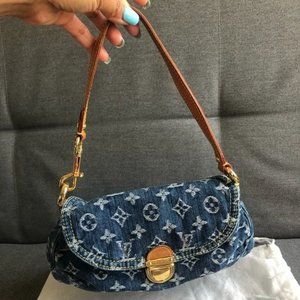 ‼️SOLD‼️AUTH LOUIS VUITTON DENIM MINI BAG MONOGRAM PLEATY 2005